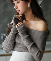 2wayオフショルダーニットプルオーバsdpxyf6016 モカ