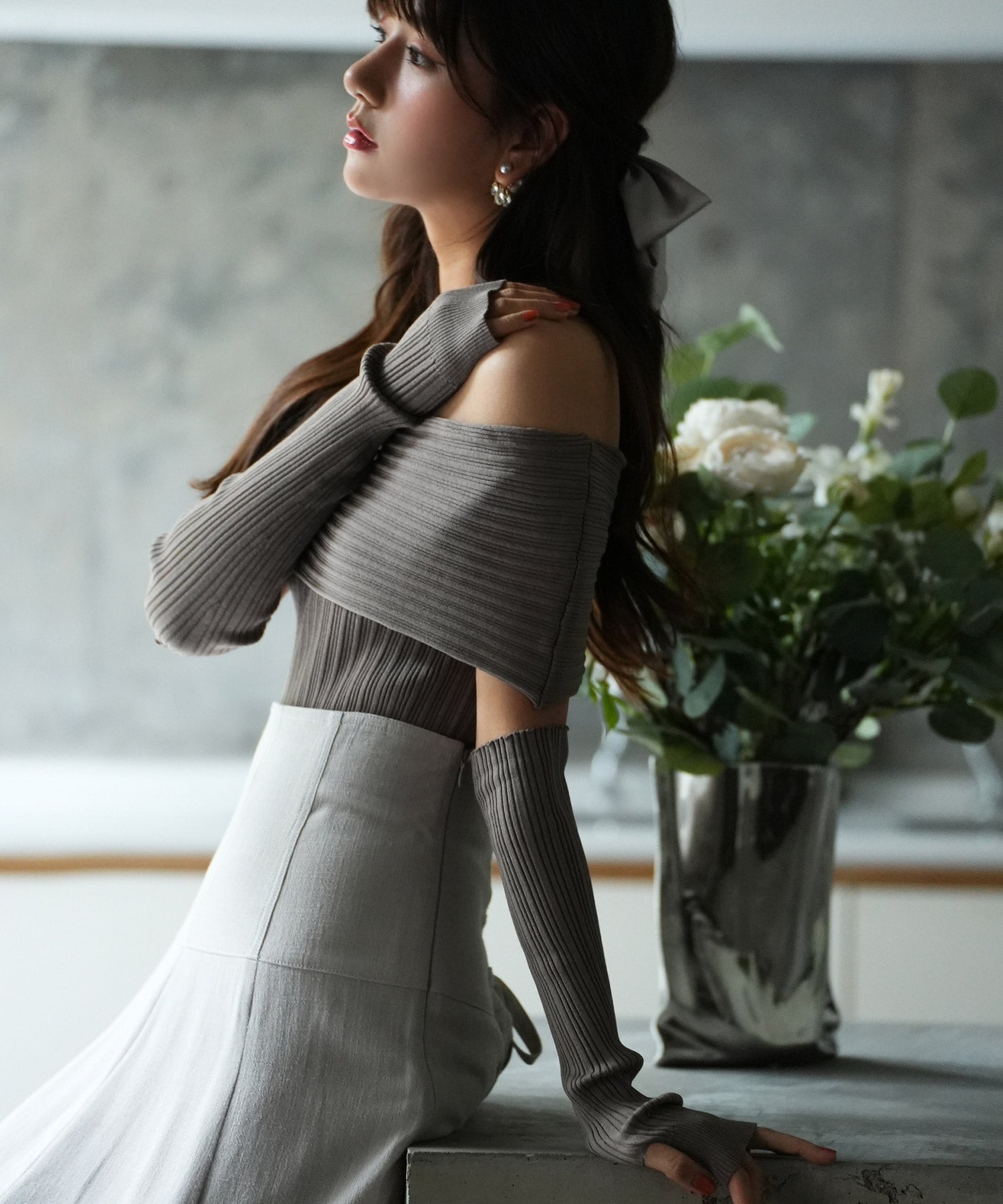 2wayオフショルダーニットプルオーバsdpxyf6016 モカ