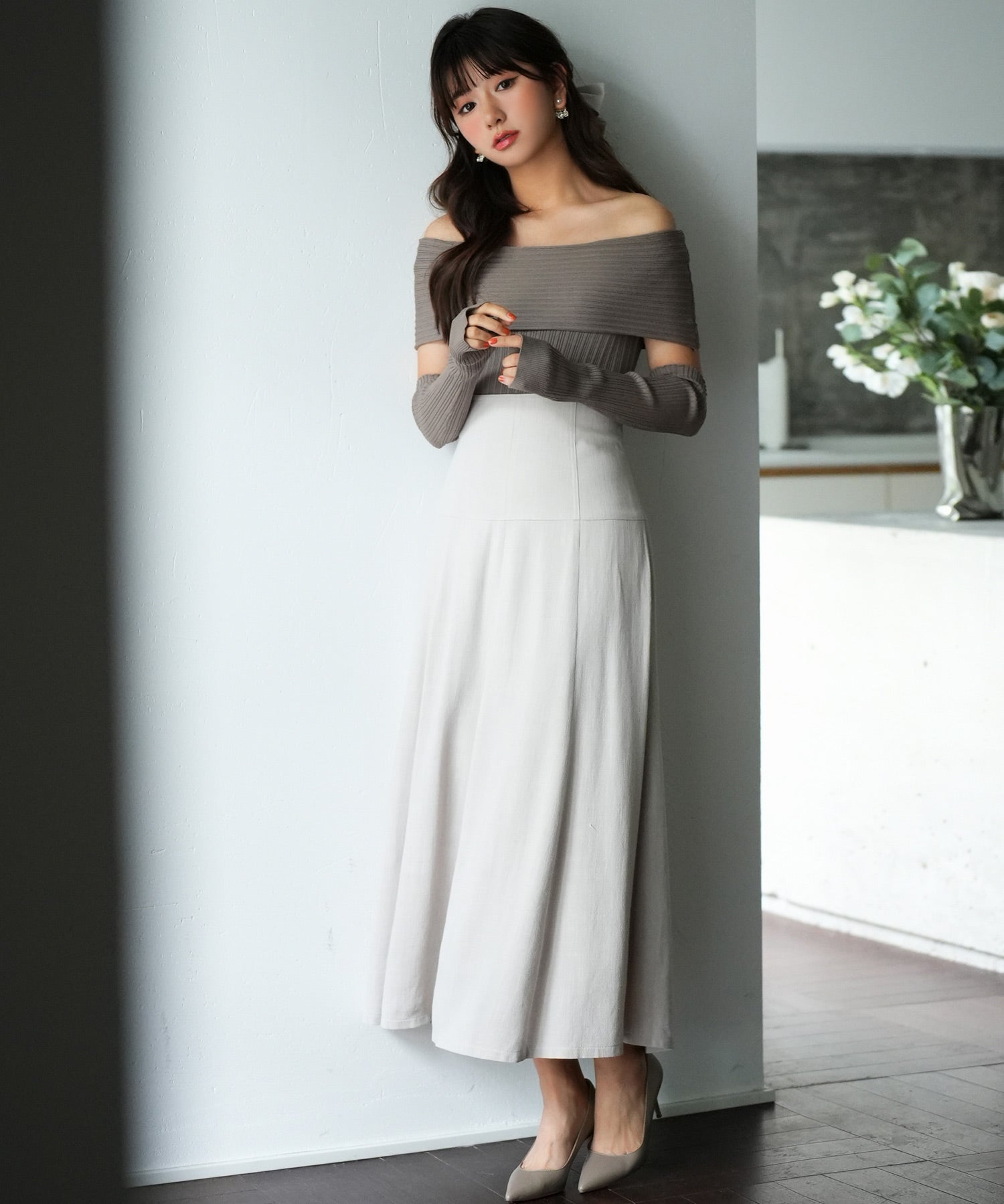 2wayオフショルダーニットプルオーバsdpxyf6016 モカ