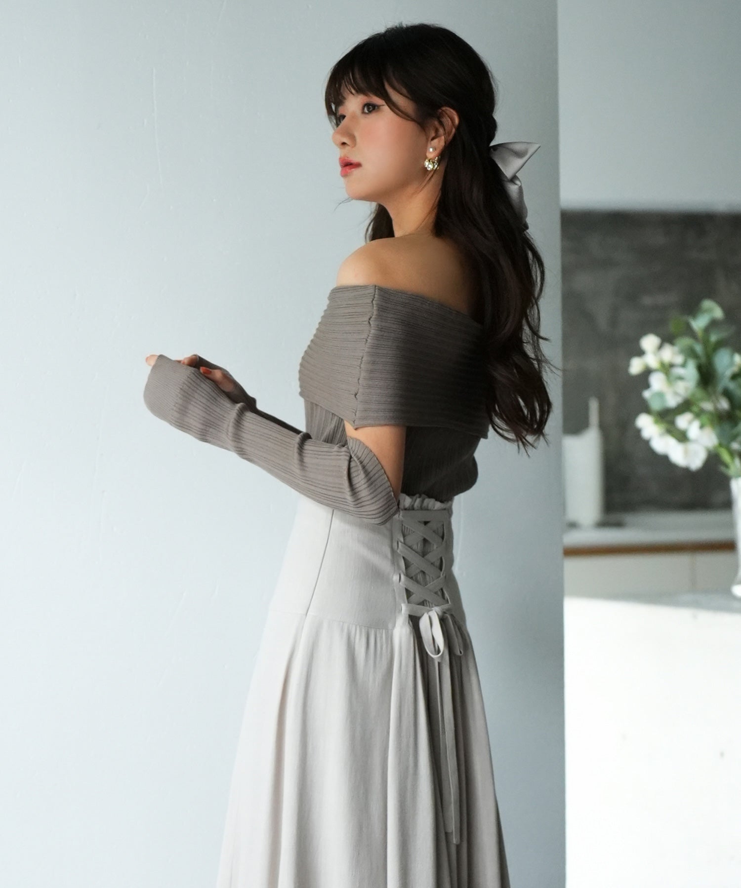 2wayオフショルダーニットプルオーバsdpxyf6016 モカ