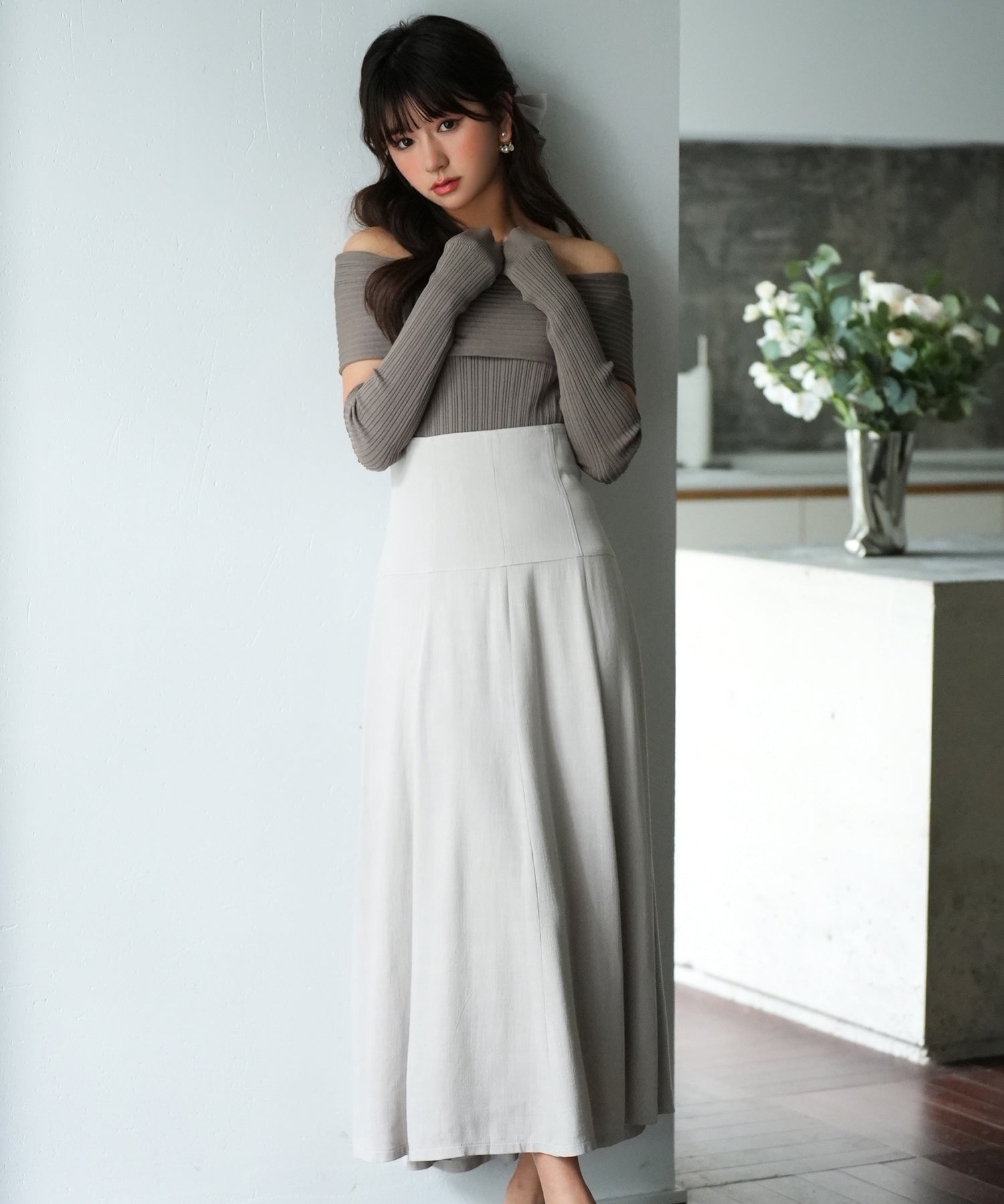 2wayオフショルダーニットプルオーバsdpxyf6016 モカ