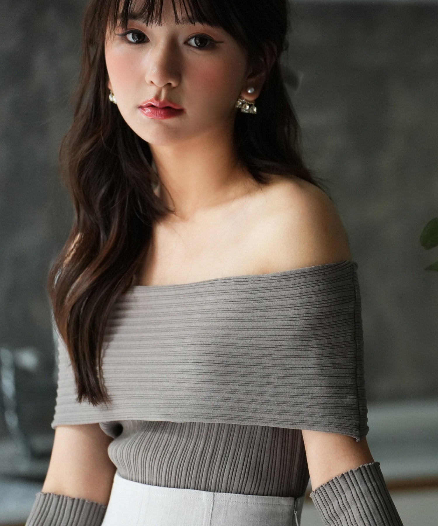 2wayオフショルダーニットプルオーバsdpxyf6016 モカ