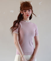 フリルネックサマー半袖ニットsdpxyf6018-103-26