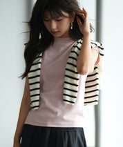 【接触冷感】ベーシックフレンチスリーブサマーニットsdpxyf6032 ピンク