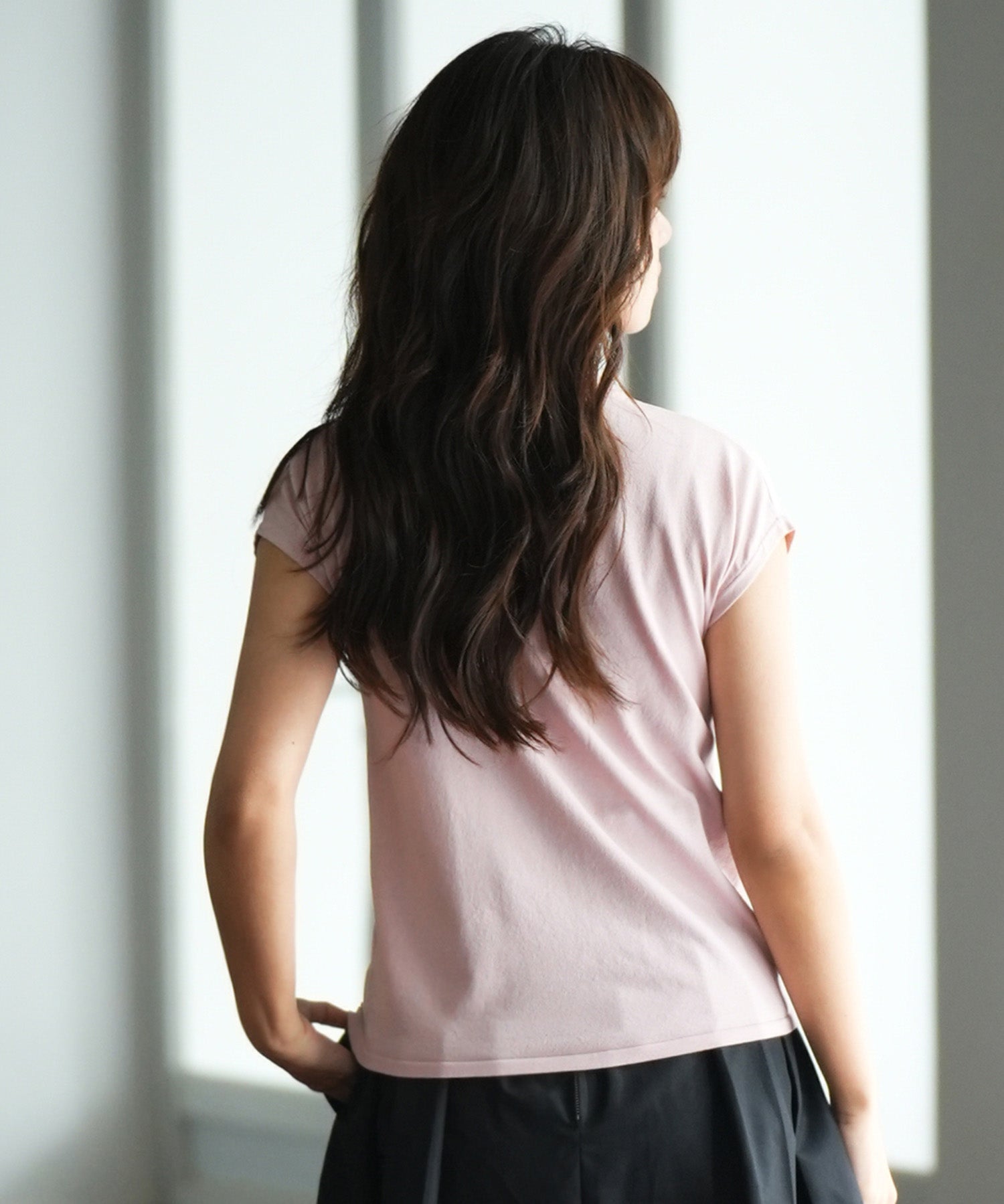 【接触冷感】ベーシックフレンチスリーブサマーニットsdpxyf6032 ピンク