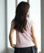 【接触冷感】ベーシックフレンチスリーブサマーニットsdpxyf6032 ピンク