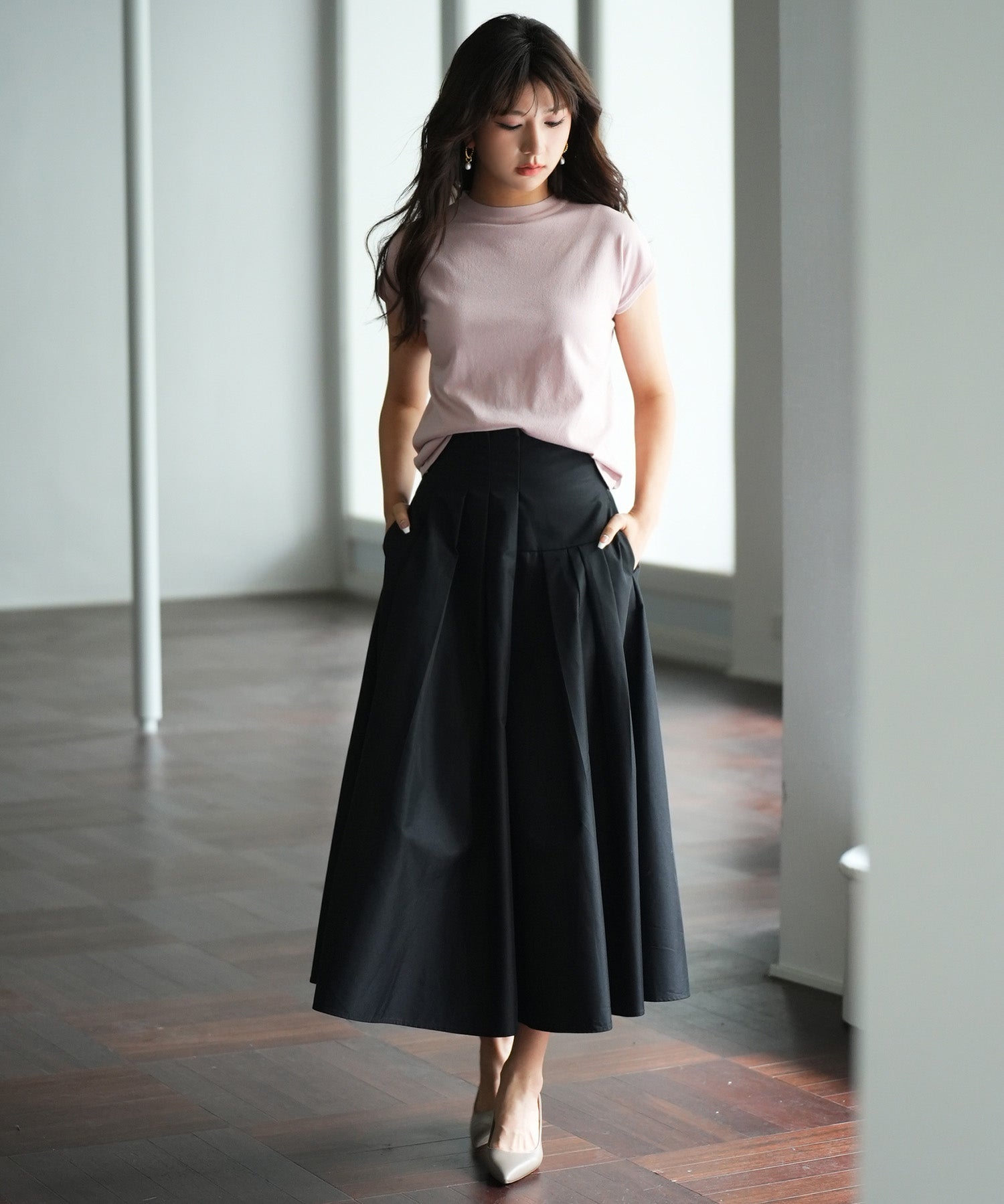 【接触冷感】ベーシックフレンチスリーブサマーニットsdpxyf6032 ピンク