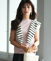 【接触冷感】ベーシックフレンチスリーブサマーニットsdpxyf6032 ピンク