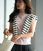 【接触冷感】ベーシックフレンチスリーブサマーニットsdpxyf6032 ピンク