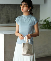 【接触冷感】ベーシックフレンチスリーブサマーニットsdpxyf6032 ブルー