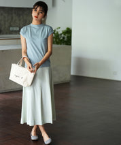 【接触冷感】ベーシックフレンチスリーブサマーニットsdpxyf6032 ブルー