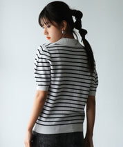 衿付きボリュームスリーブサマーニットsdpxyf6036 ブラック系その他1