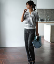 衿付きボリュームスリーブサマーニットsdpxyf6036 ブラック系その他1