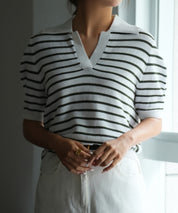 衿付きボリュームスリーブサマーニットsdpxyf6036-103-163