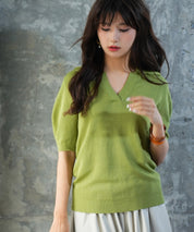 衿付きボリュームスリーブサマーニットsdpxyf6036-103-35