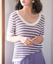 クープネックボーダーサマーニットsdpxyf6050-101-15