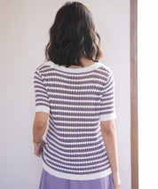 クープネックボーダーサマーニットsdpxyf6050 パープル