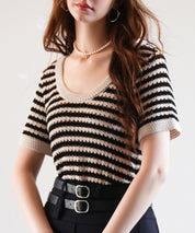 クープネックボーダーサマーニットsdpxyf6050-101-8