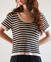 クープネックボーダーサマーニットsdpxyf6050 ブラック