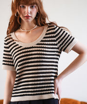 クープネックボーダーサマーニットsdpxyf6050 ブラック