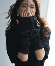 アームウォーマー付き2wayニットミニワンピースsdpxyf6060 ブラック