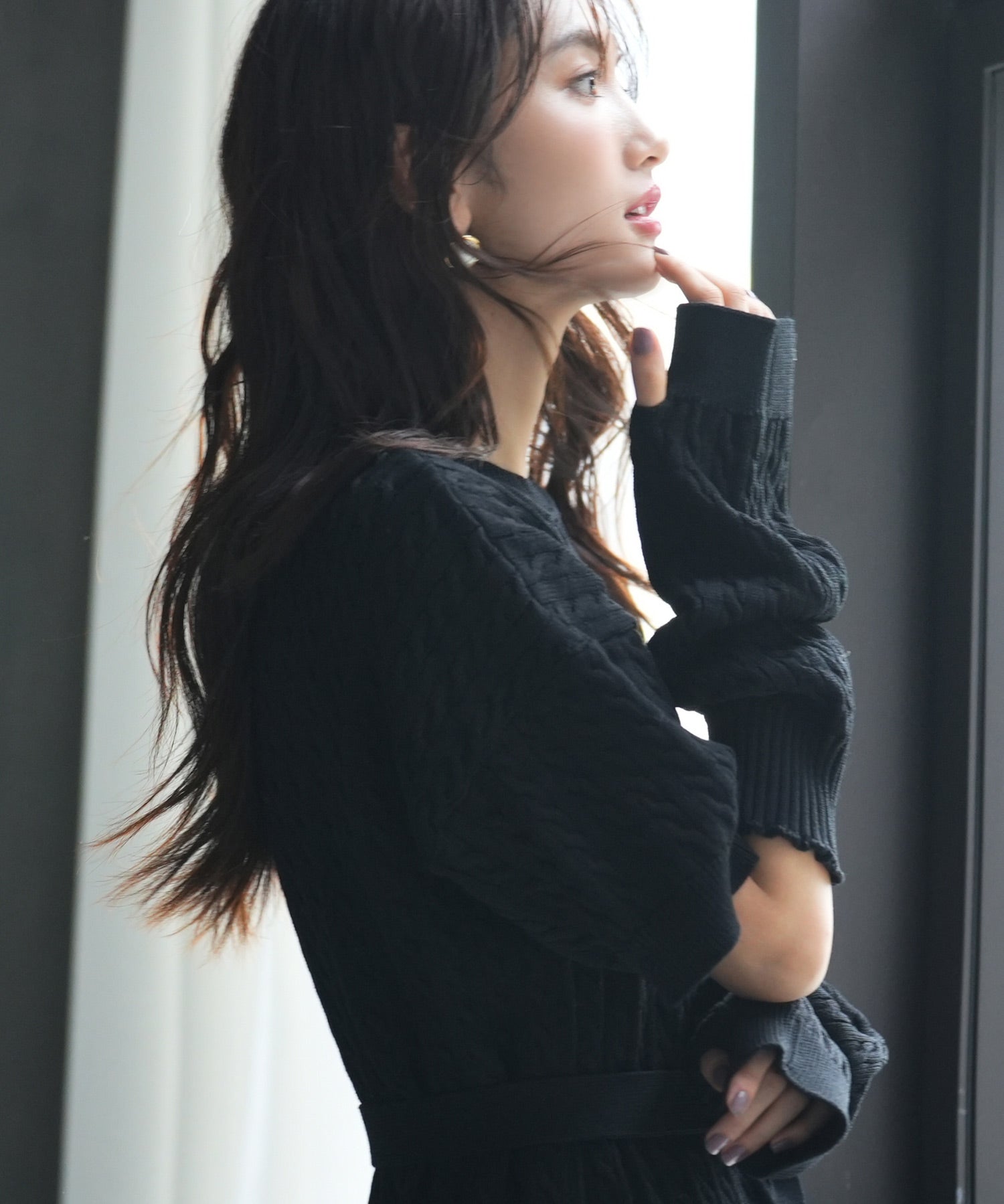 アームウォーマー付き2wayニットミニワンピースsdpxyf6060 ブラック