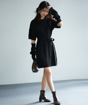 アームウォーマー付き2wayニットミニワンピースsdpxyf6060 ブラック