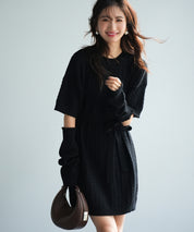 アームウォーマー付き2wayニットミニワンピースsdpxyf6060 ブラック