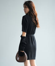 アームウォーマー付き2wayニットミニワンピースsdpxyf6060 ブラック