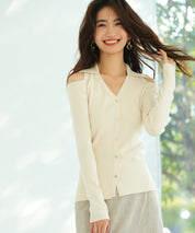 オープンショルダーVネックニットプルオーバsdpxyf6081 アイボリー