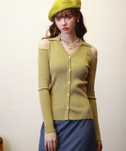 オープンショルダーVネックニットプルオーバsdpxyf6081-103-80