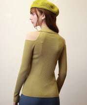 オープンショルダーVネックニットプルオーバsdpxyf6081 マスタード