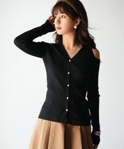 オープンショルダーVネックニットプルオーバsdpxyf6081-103-8