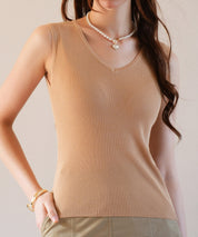 Vネックノースリーブサマーリブニットsdpxyf6083-101-14