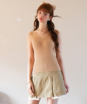 Vネックノースリーブサマーリブニットsdpxyf6083 ベージュ