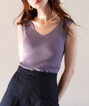 Vネックノースリーブサマーリブニットsdpxyf6083-101-15