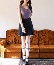 Vネックノースリーブサマーリブニットsdpxyf6083 パープル