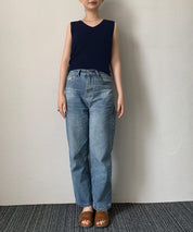 Vネックノースリーブサマーリブニットsdpxyf6083 ネイビー