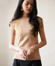 レースモチーフスリーブサマーリブニットsdpxyf6086-102-14