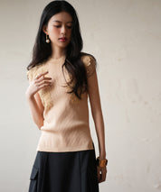 レースモチーフスリーブサマーリブニットsdpxyf6086ベージュ