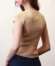 クルーネックフリンジ裾サマーニットsdpxyf6093 ベージュ