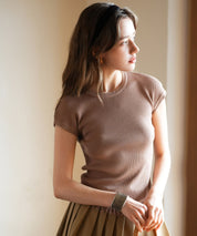 クルーネックフリンジ裾サマーニットsdpxyf6093 ブラウン