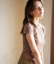 クルーネックフリンジ裾サマーニットsdpxyf6093 ブラウン