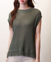 透かし編みフリンジデザインサマーニットsdpxyf6108-101-22
