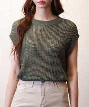 透かし編みフリンジデザインサマーニットsdpxyf6108 カーキ