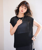 透かし編みフリンジデザインサマーニットsdpxyf6108 ブラック