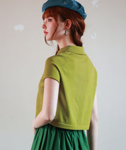 ラグランスリーブポロネックサマーニットsdpxyf6115 グリーン