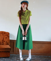 ラグランスリーブポロネックサマーニットsdpxyf6115 グリーン