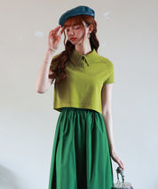 ラグランスリーブポロネックサマーニットsdpxyf6115 グリーン