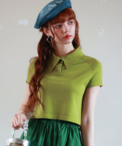 ラグランスリーブポロネックサマーニットsdpxyf6115 グリーン